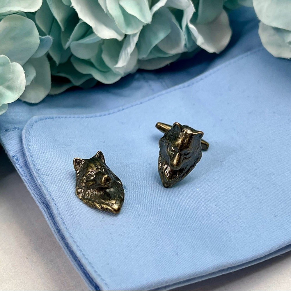 Vintage 3D Gunmetal Wolf Cufflinks - Picture 13 of 16